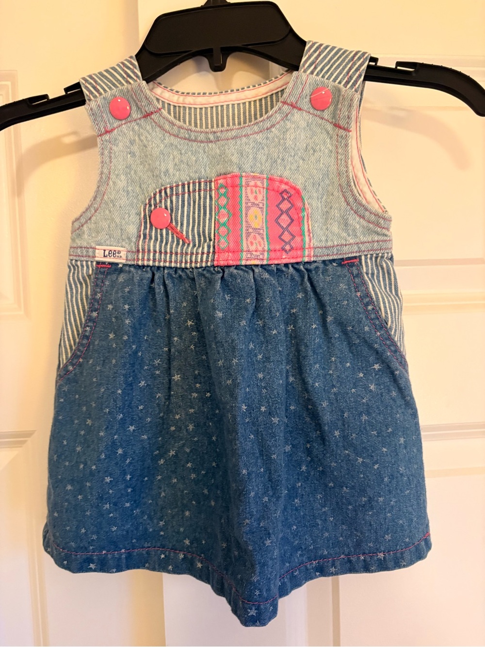 Lee Denim Baby Dress with Pink Patch